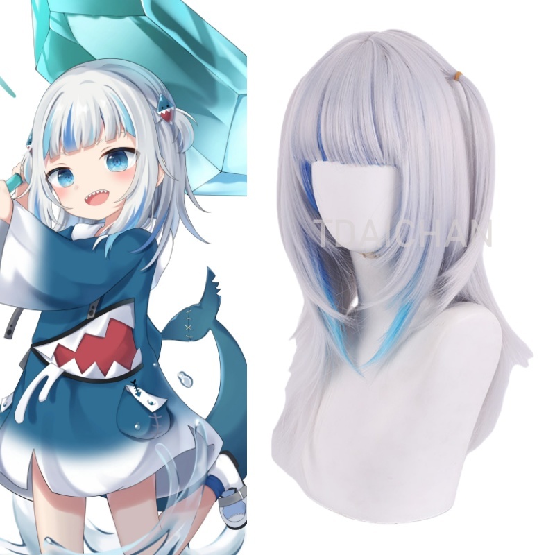 Virtual Gaming Accessories - Wig Cosplay Gawr Gura 2025, Rambut