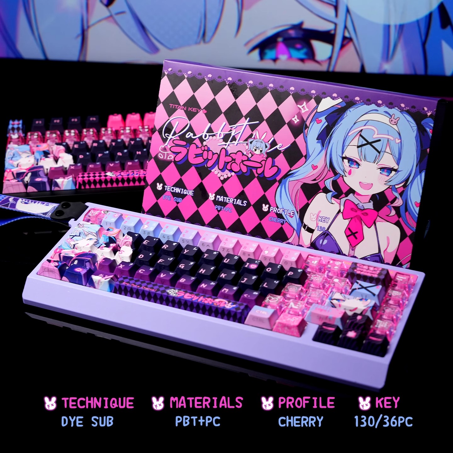 Gaming Set Accessories - Set Keycap Kustom Tema Anime Rabbit