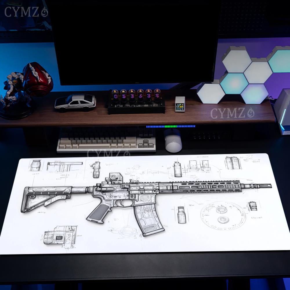 Gaming Accessories Drawing - Alas Mouse Besar dengan Gambar Senapan