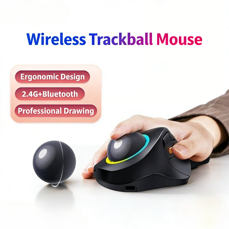 Gaming Accessories Ipad - Mouse Trackball Nirkabel RGB Ergonomis 1600DPI