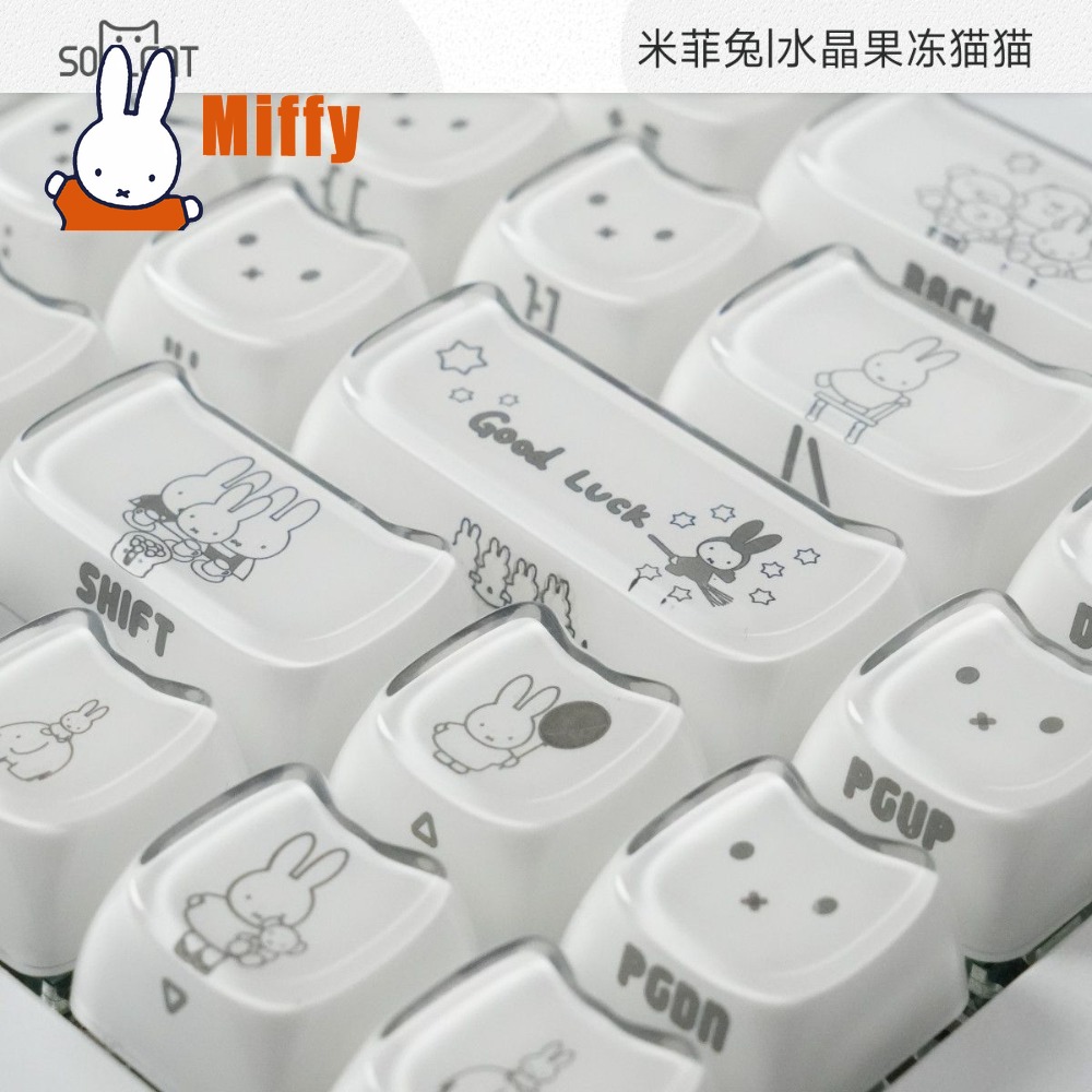 Gaming Accessories Keyboards - Kawaii Miffy Keycaps Kelinci Lucu Penutup