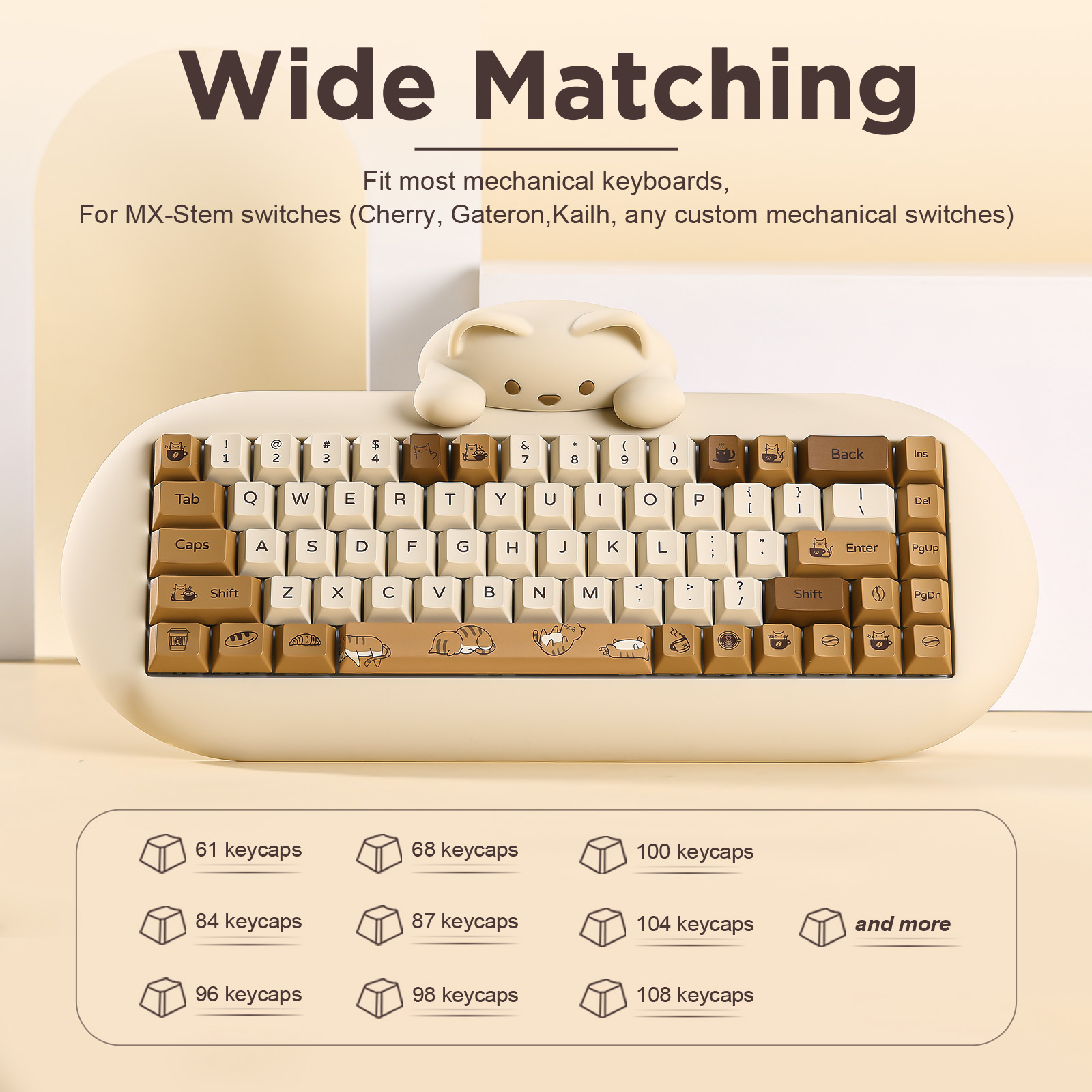 YUNZII Coffee Cat PBT Keycaps, - Gaming Set Accessories ulasan dan harga